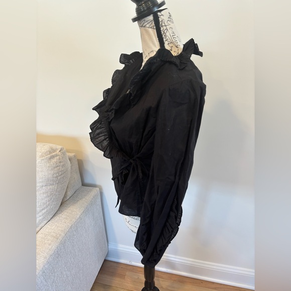 Rebecca Taylor black ruffle wrap top size XS - Picture 4 of 9